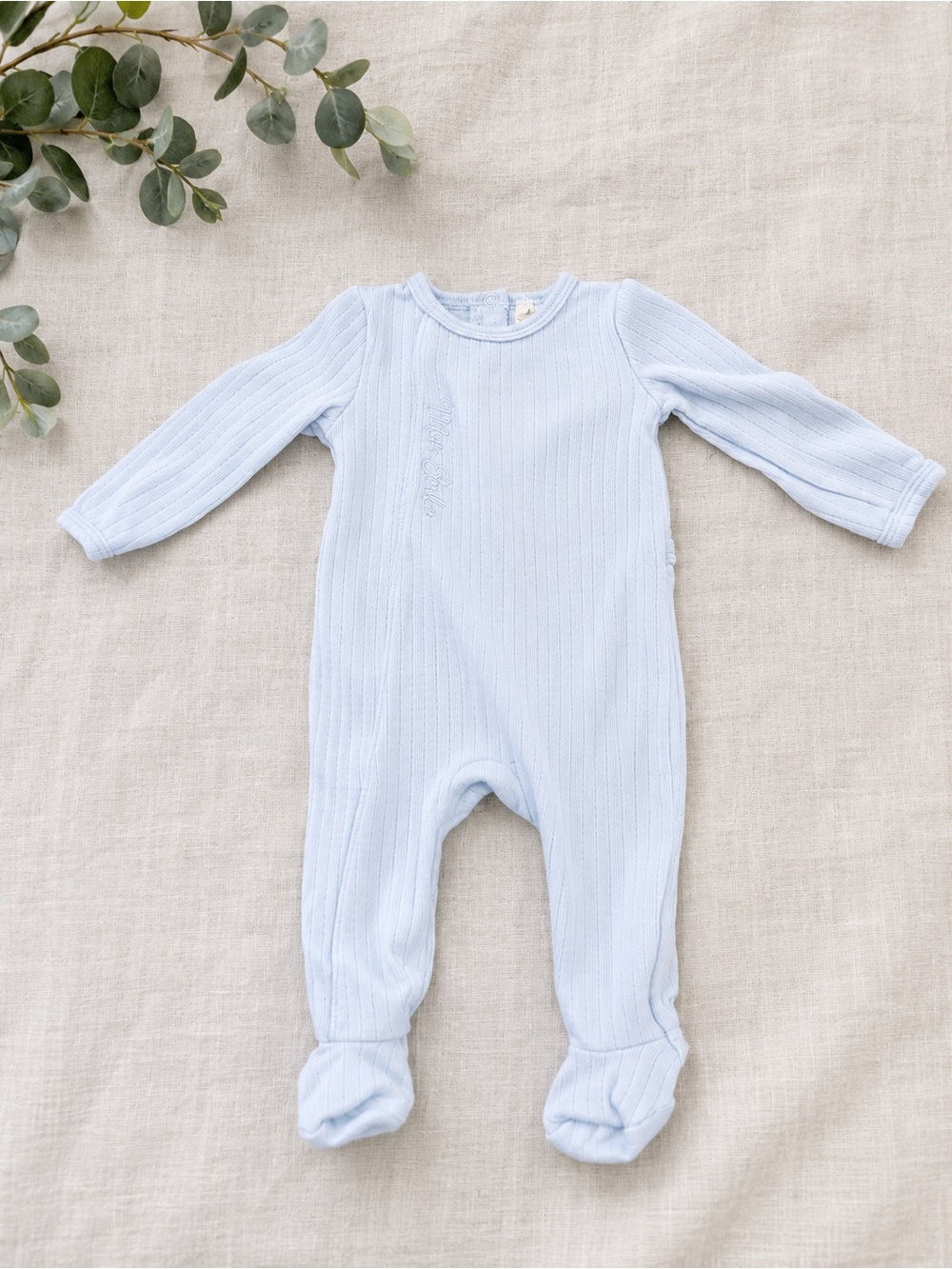 Classic Ribbed Baby Footie — Light Blue